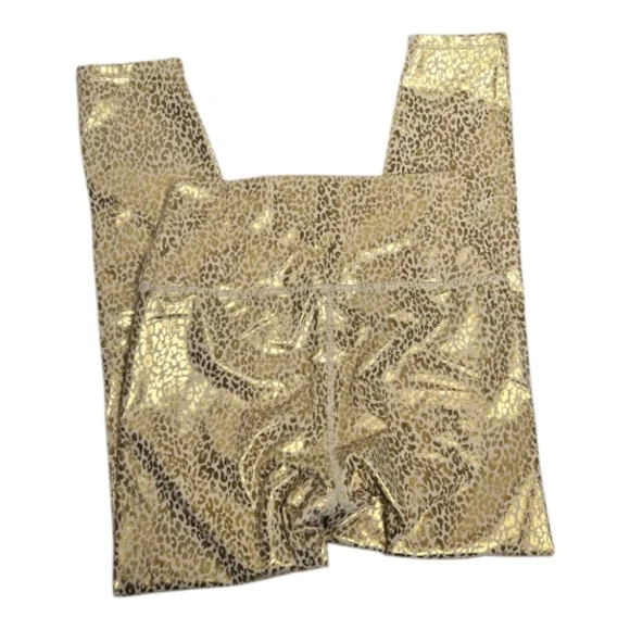 CARBON38 gold metallic leopard high rise athletic‎ 7/8 legging M - Picture 4 of 10